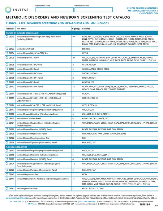 Invitae - TRF918 Invitae_Pediatrics_Metabolic_Nephrology_Requisition ...