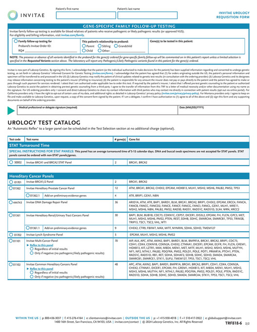 Invitae TRF818 Invitae Urology Page 2