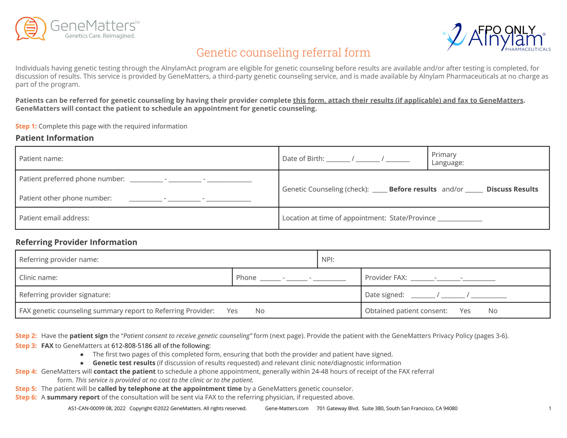 Invitae - Genetic Counselling Referral Form English - Page 2