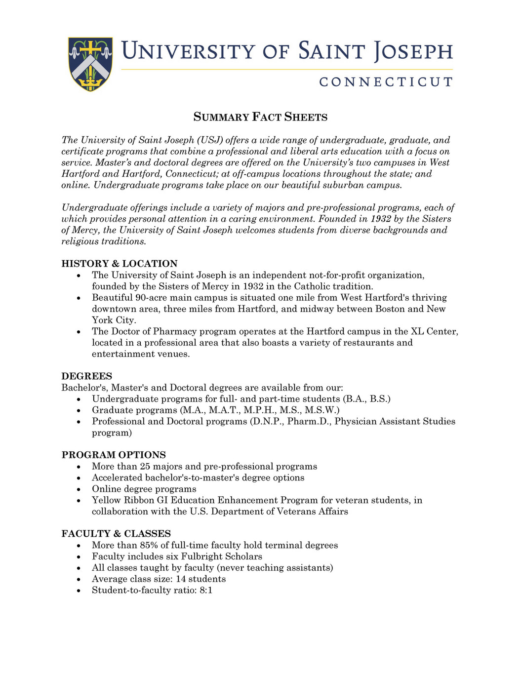 University Of Saint Joseph Usj Trustee Orientation Handbook Fy21 Page 1