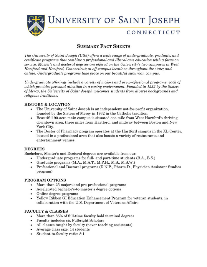 University Of Saint Joseph Usj Trustee Orientation Handbook Fy21 Page 1