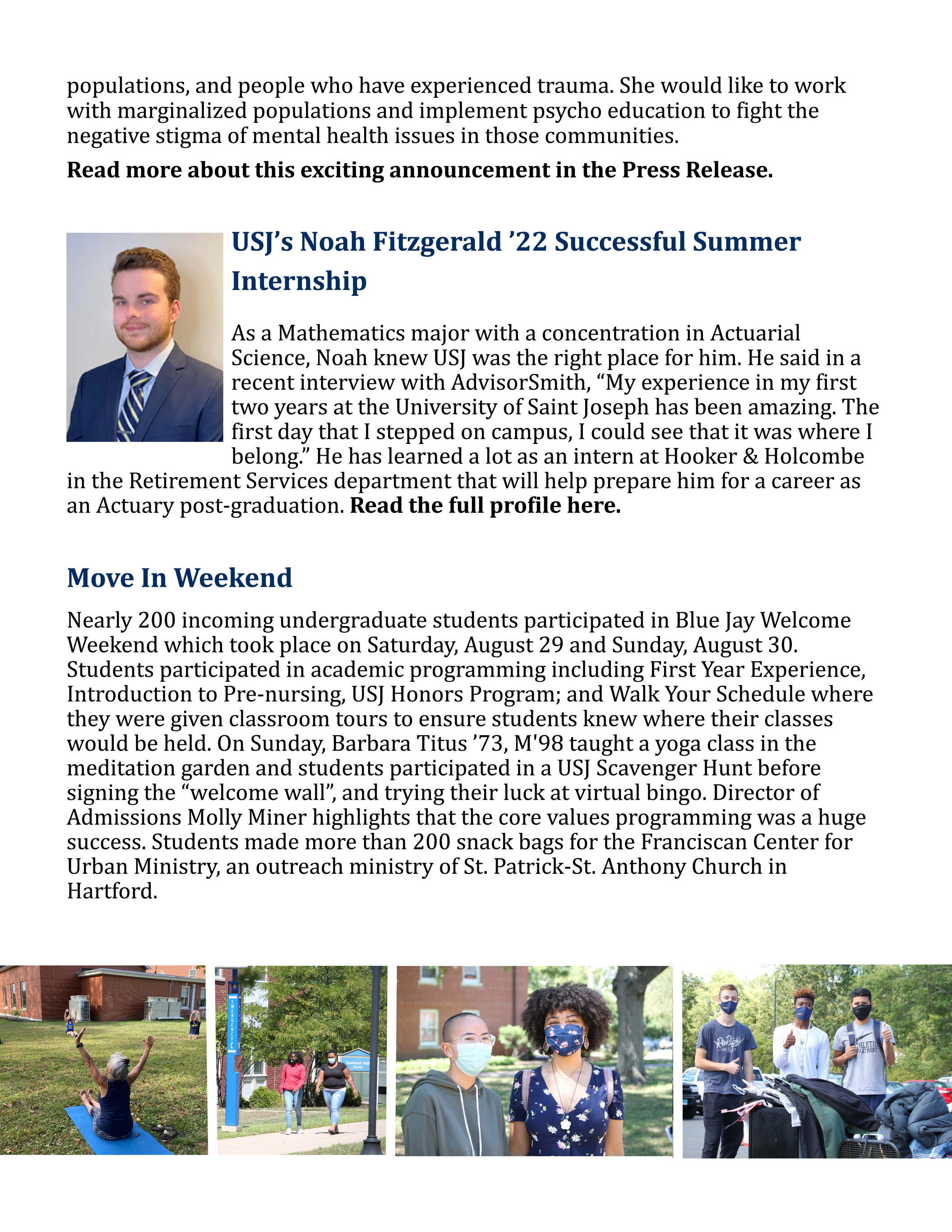 University Of Saint Joseph September Ambassador Newsletter Page 2 3