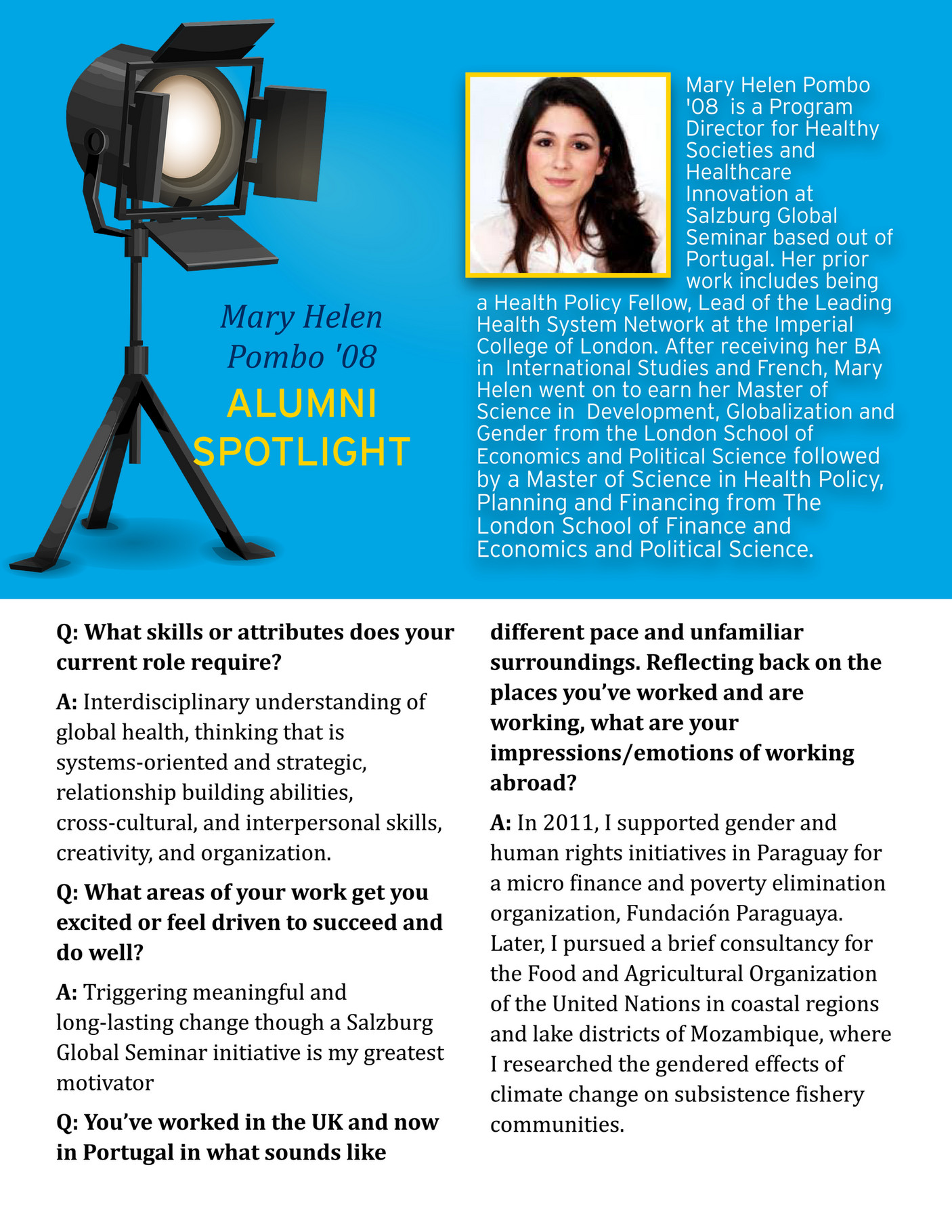 University of Saint Joseph Mary Helen Pombo Interview Page 1