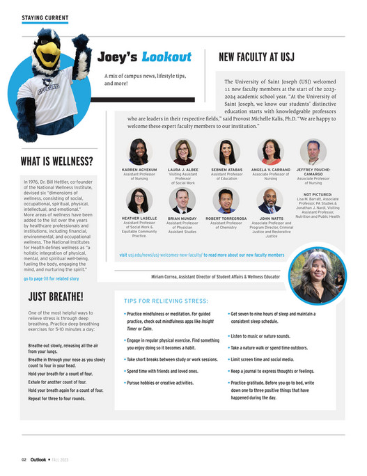 University of Saint Joseph - Outlook Alumni Magazine - Fall 2023 - Page 4-5