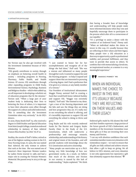 University of Saint Joseph Outlook Alumni Magazine Fall 2023 Page