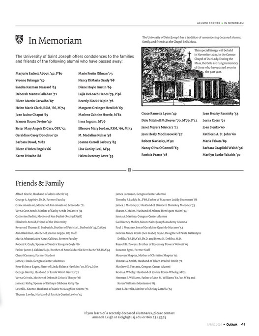 Kevin Ronca University of Saint Joseph - Outlook Alumni Magazine - Spring 2024 ...
