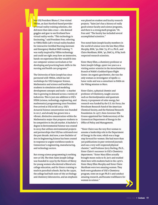 University of Saint Joseph Outlook Alumni Magazine Spring 2024
