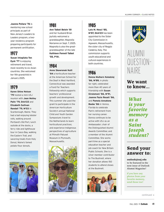 Susan Nutt Outlook Alumni Magazine - Fall 2025 - Page 44-45
