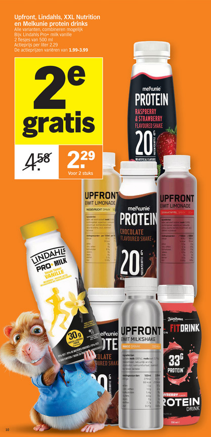 Upfront, Lindahls, XXL Nutrition en Melkunie protein drinks