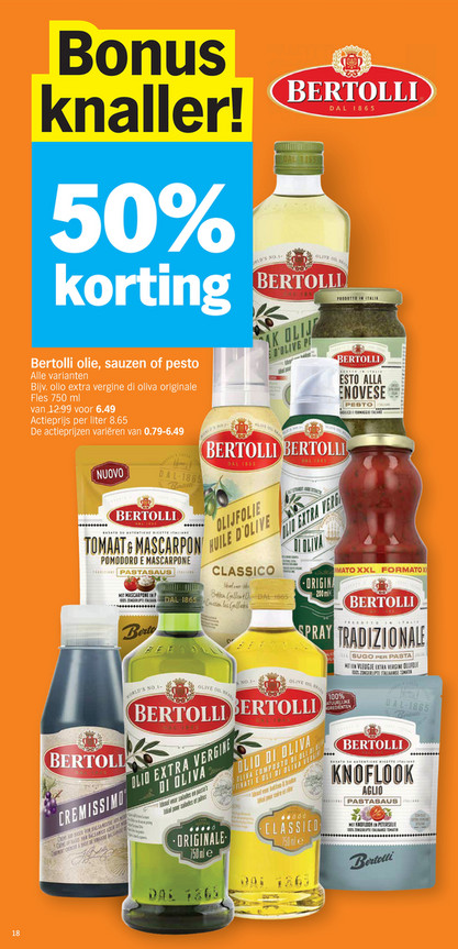 Bertolli olie, sauzen of pesto