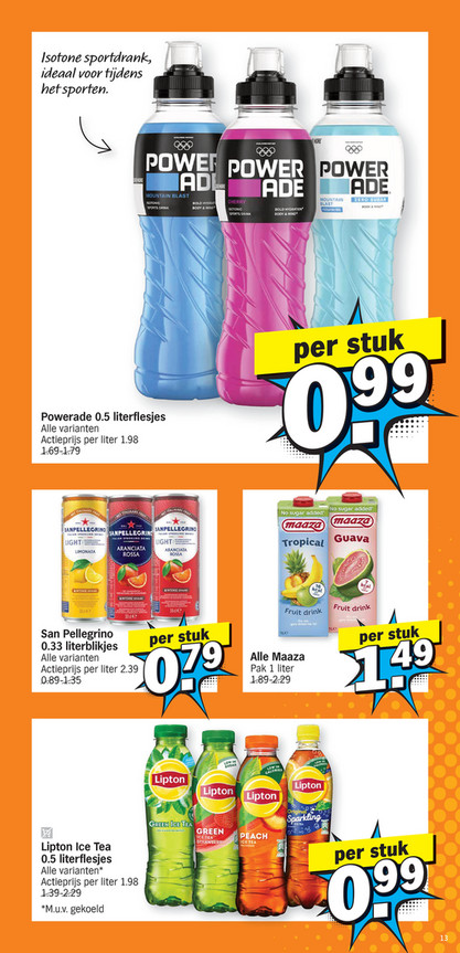 Powerade 0.5 literflesjes