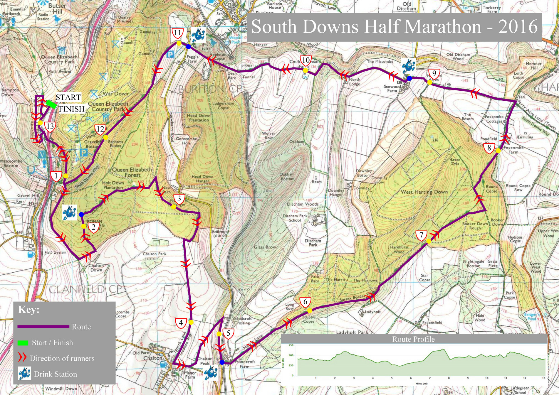 Yofitness South Downs Half Marathon Route Map 2016 Page 1 Created with