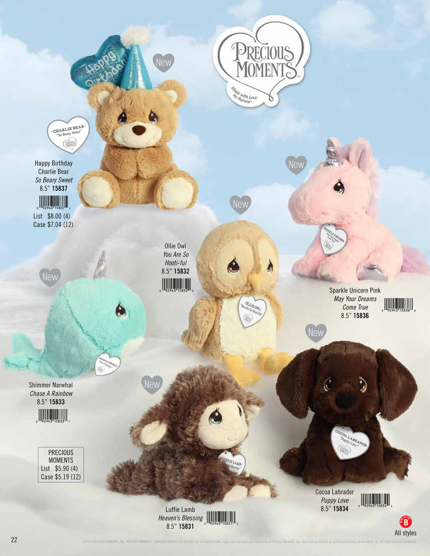 Precious Moments - Charlie Bear Pink - 8.5