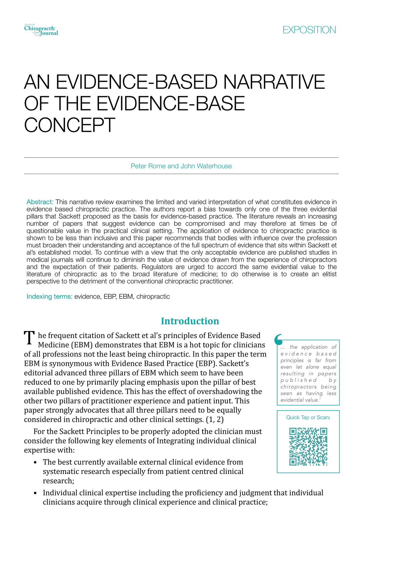 An evidence-based narrative of the evidence-base concept - Page 1