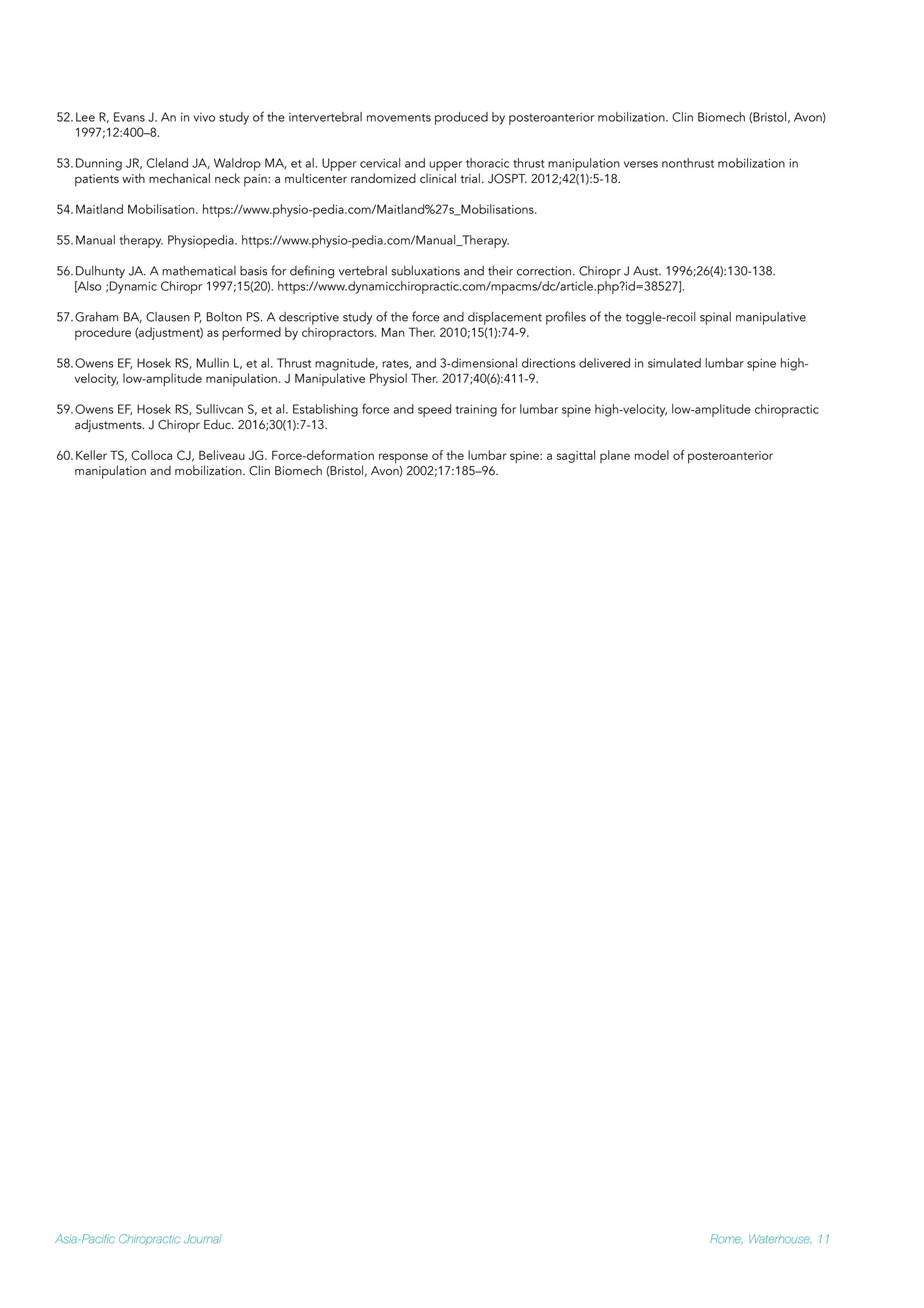 Asia Pacific Chiropractic Journal Rome Waterhouse Regarding Hvla Techniques Page 1