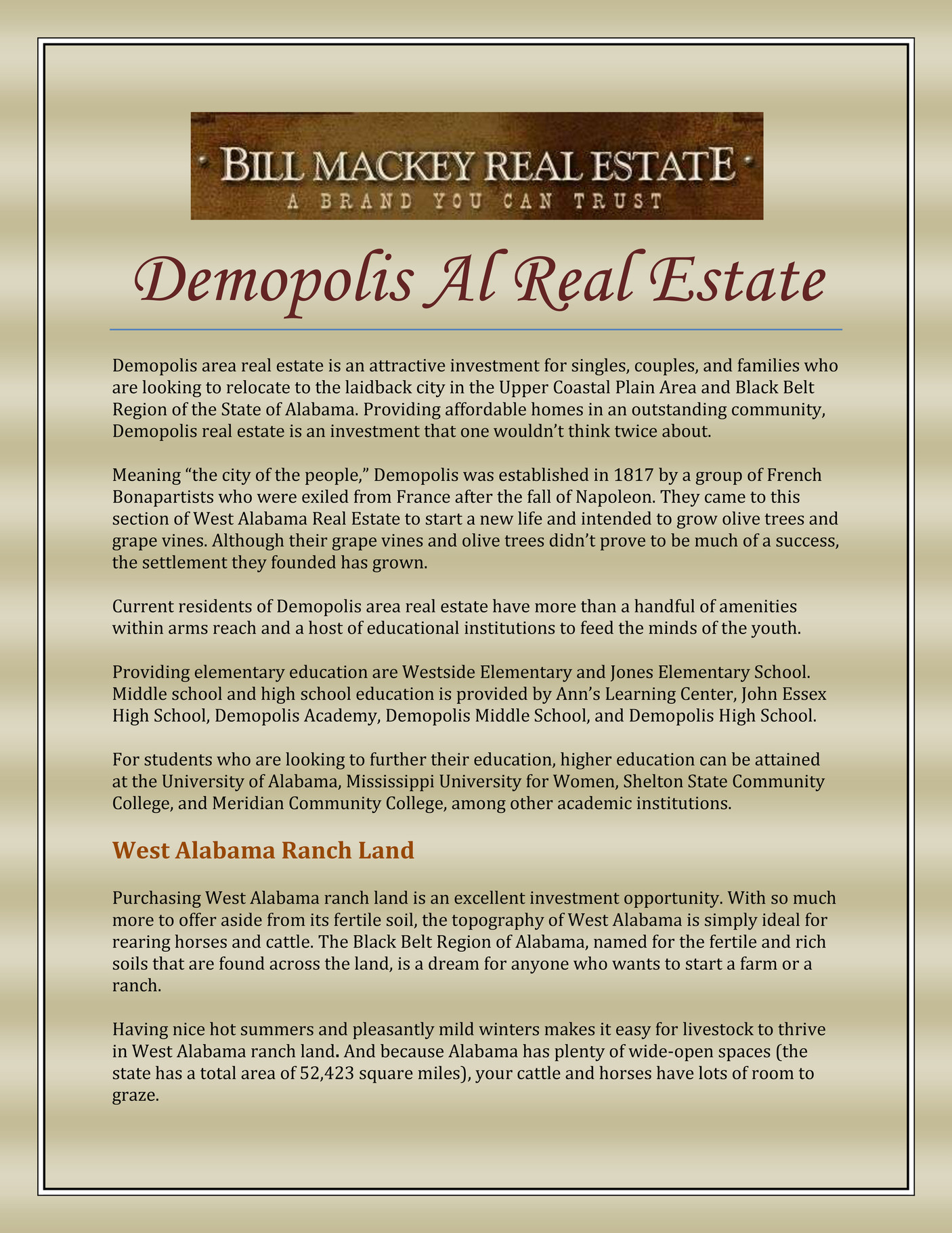 Billmackey Demopolis Al Real Estate Page 1 Created with