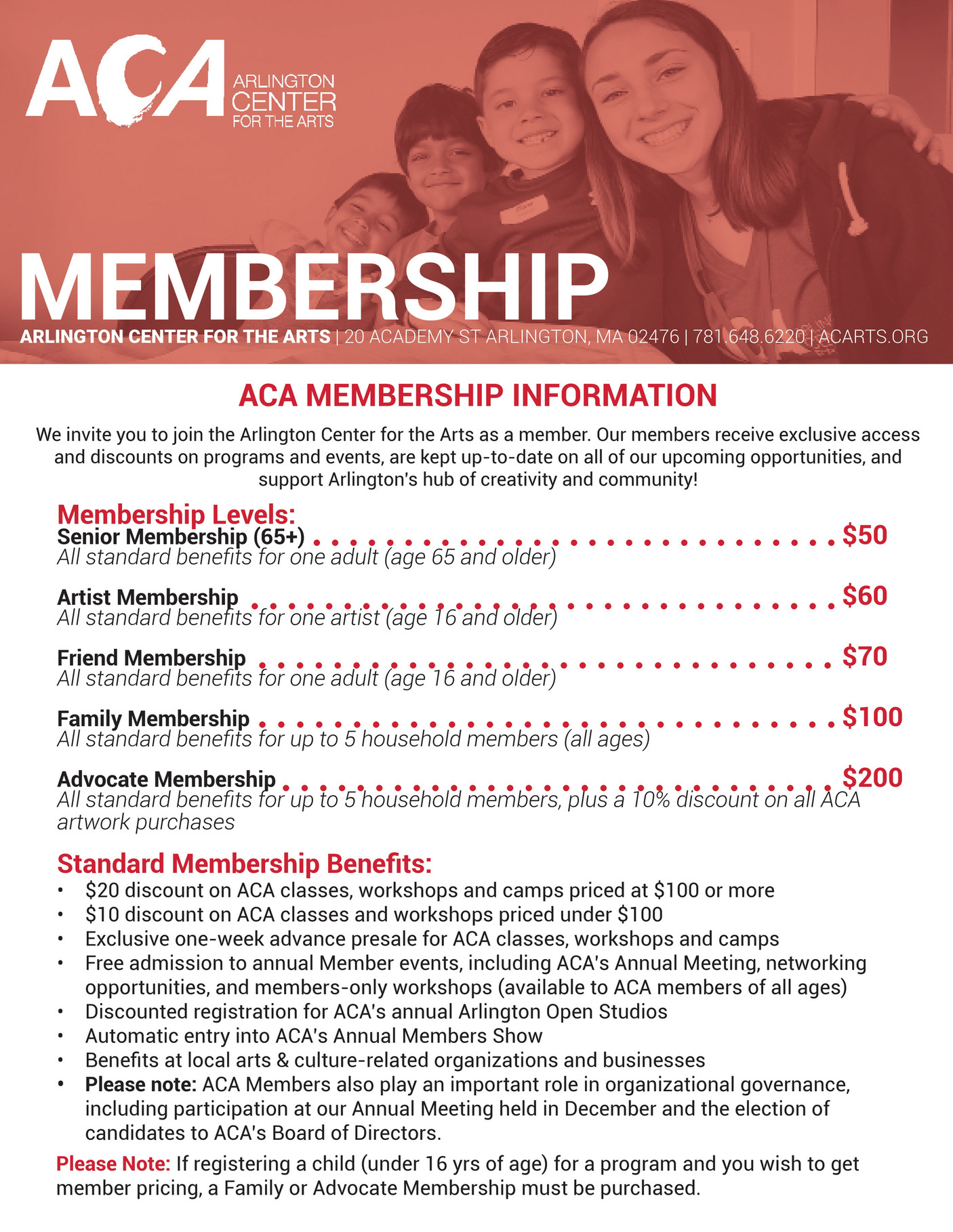 Arlington Center for the Arts Membership Benefits Document 20232024
