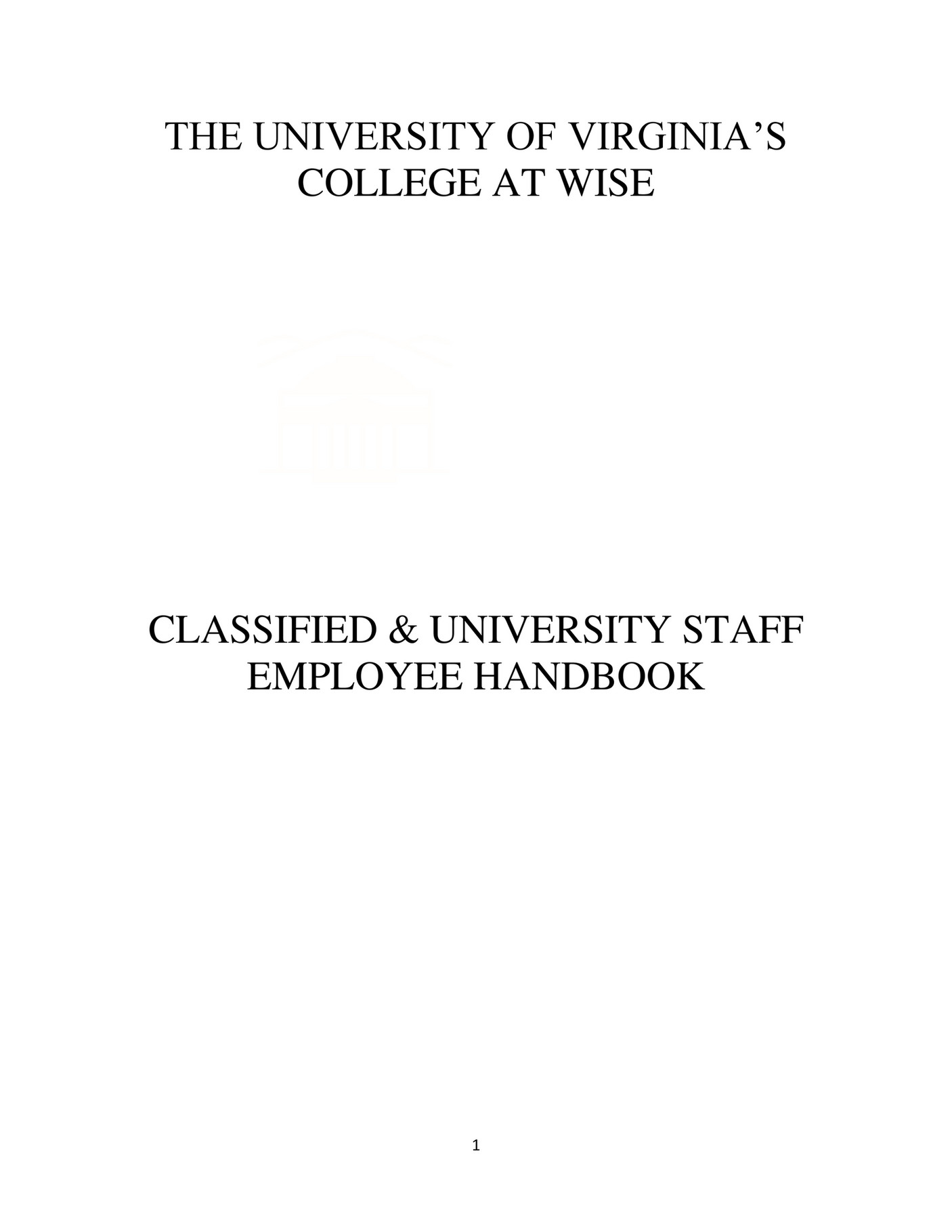 University Of Virginia's College At Wise - Staff Handbook - Page 1