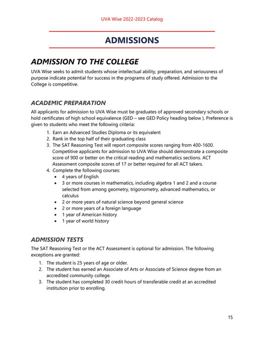 University of Virginia's College at Wise - College Catalog 2022-2023 ...