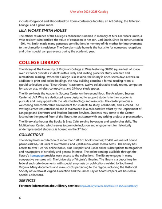 University of Virginia's College at Wise Graduate Catalog 20242025