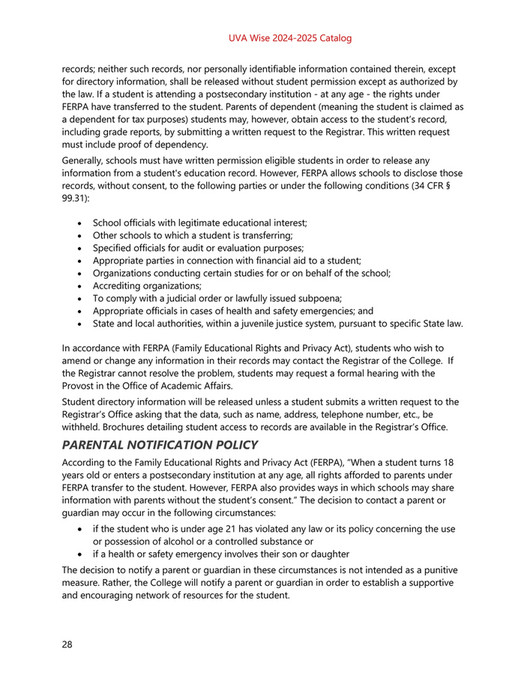 University of Virginia's College at Wise Graduate Catalog 20242025