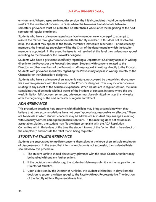 University of Virginia's College at Wise Graduate Catalog 20242025