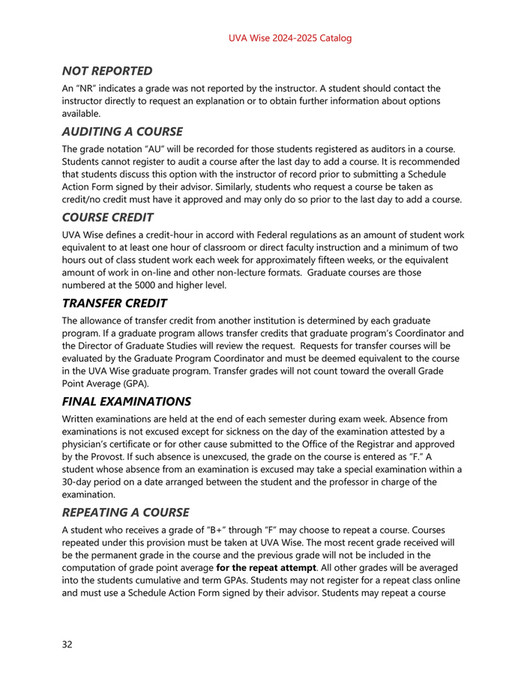 University of Virginia's College at Wise Graduate Catalog 20242025