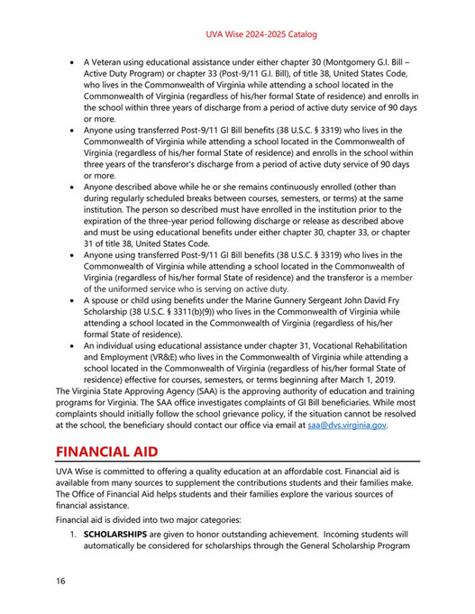 University of Virginia's College at Wise Graduate Catalog 20242025