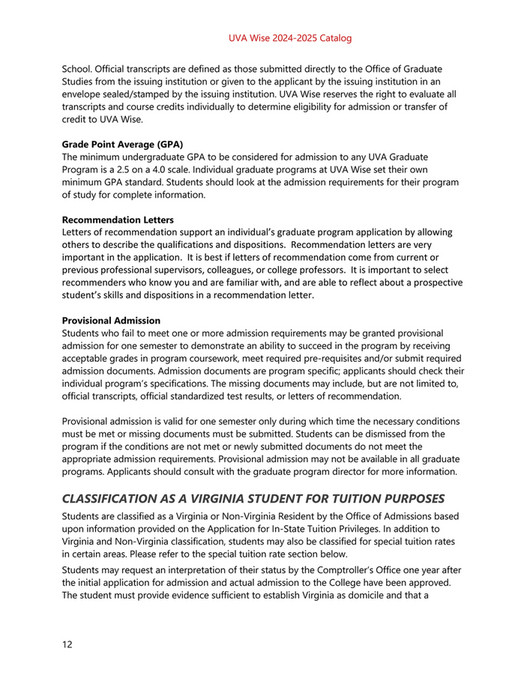 University of Virginia's College at Wise - Graduate Catalog 2024-2025 ...