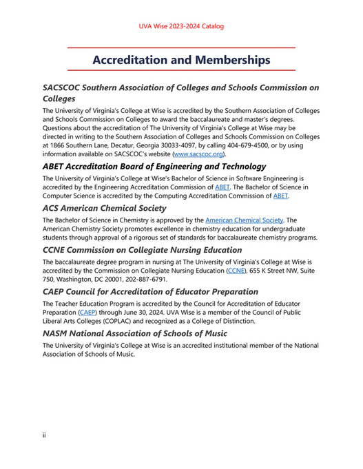 University of Virginia's College at Wise Graduate Catalog 20242025