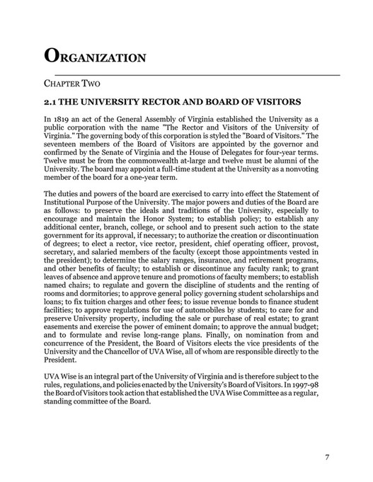 Virginia Rector University of Virginia's College at Wise - Faculty Handbook - Page 8-9