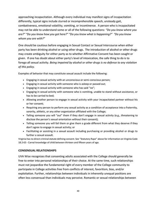 Subtle Incapacitation Example University of Virginia's College at Wise - ASFSR - Page 38-39