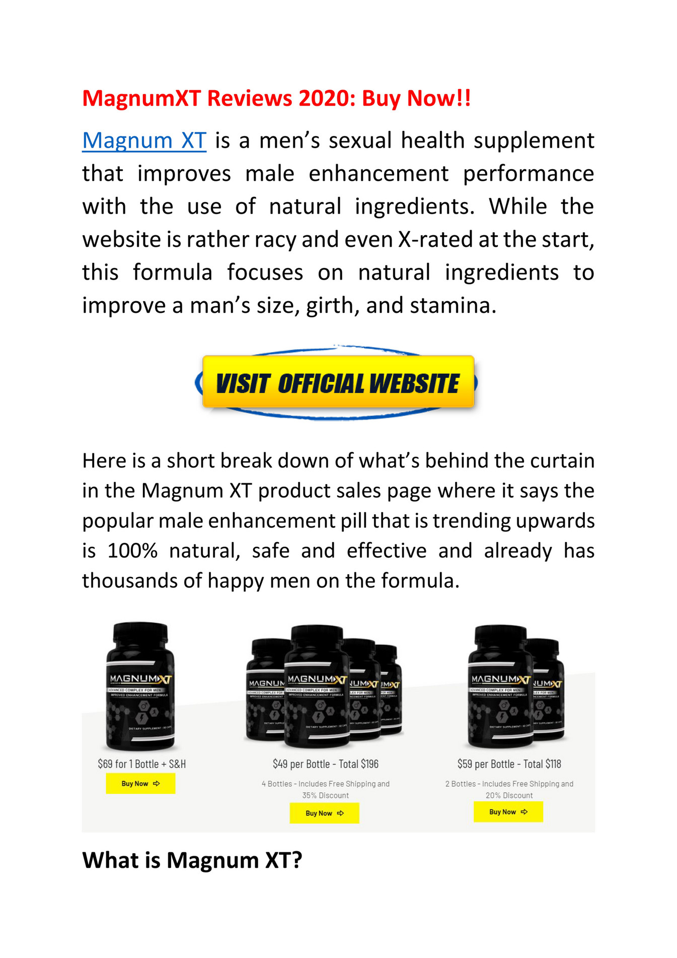 Magnum XT Reviews in UK, USA, Australia, NZ & Ireland - Page 1