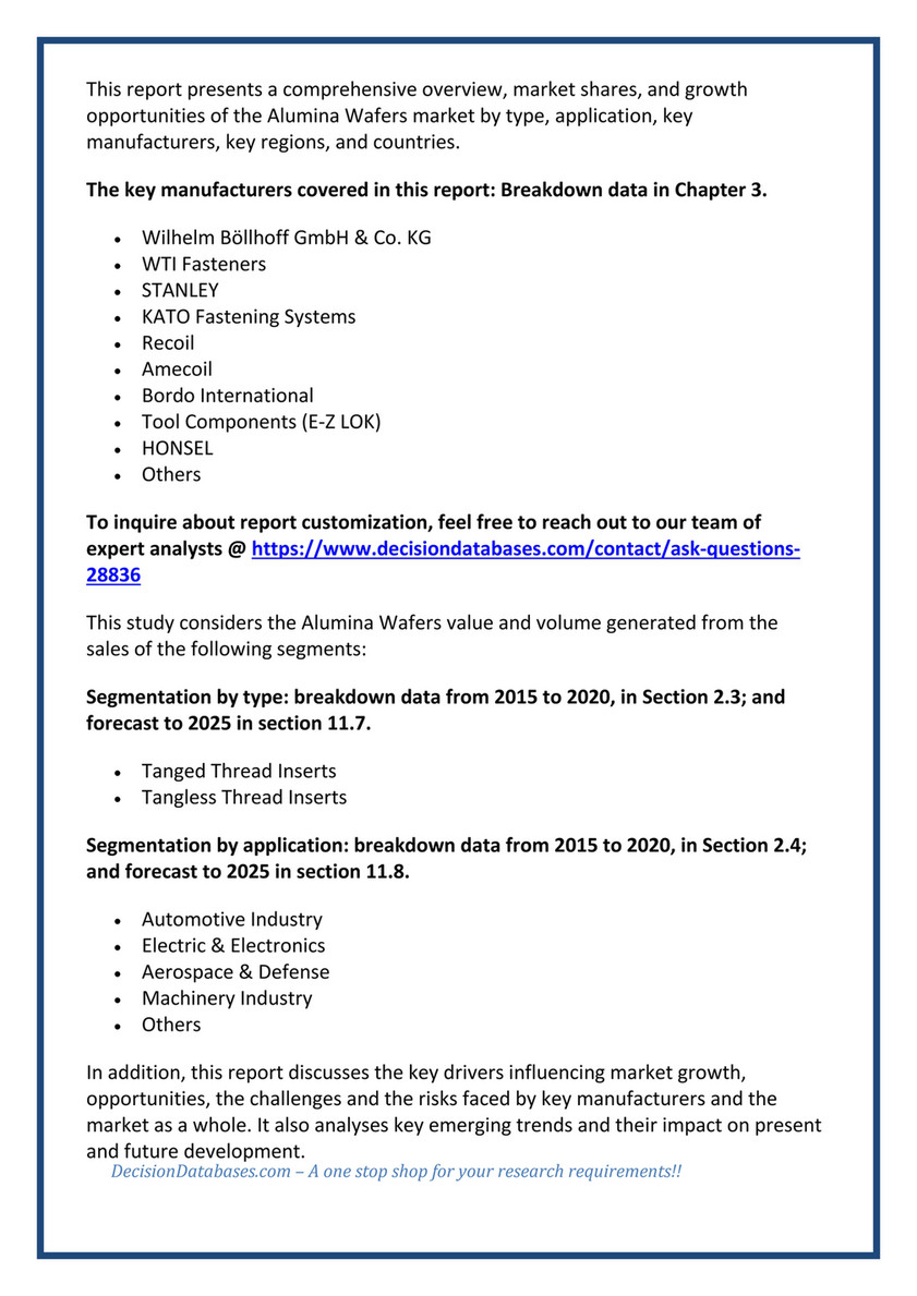 Alumina Wafers Market Report From 2020 To 2025 Decisiondatabases Page 1