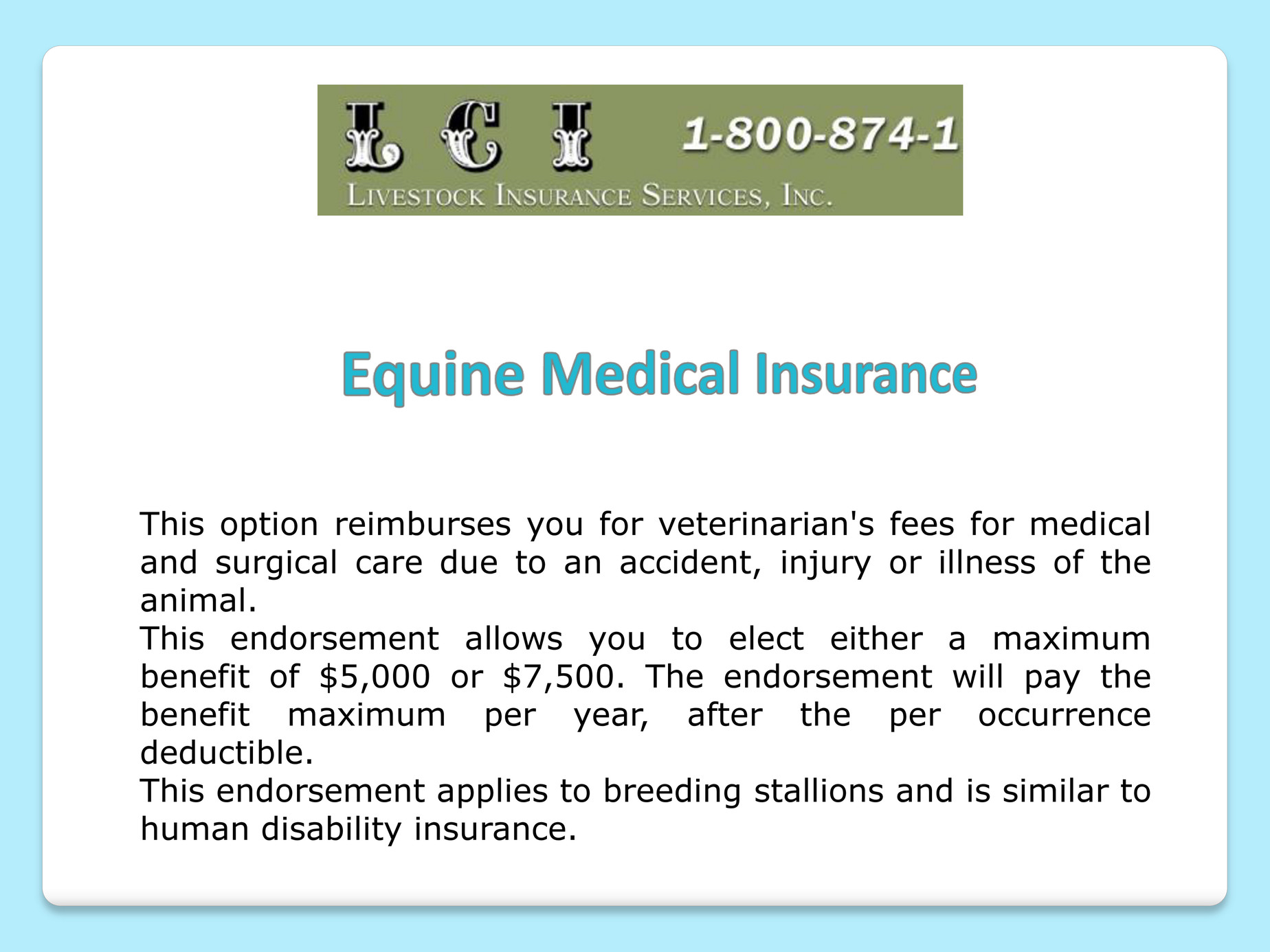 My publications Equine Medical Insurance Page 1 Created with