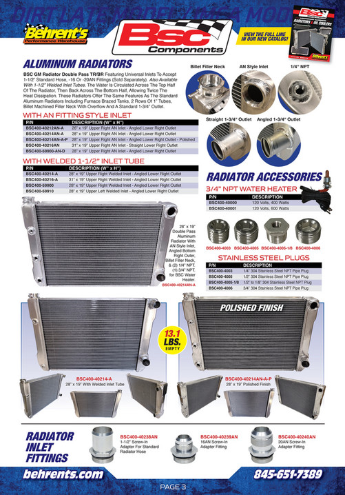 Performance Radiator Inlet Behrent's Performance Warehouse - Dirt Late Model & IMCA Catalog - Page 1