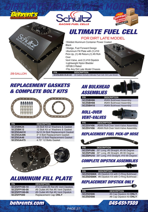 Behrent's Performance Warehouse Dirt Late Model & IMCA Catalog Page