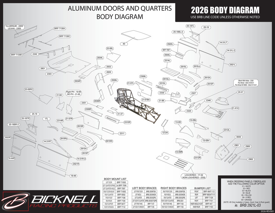 Barbara ページ Behrent's Performance Warehouse - 2022 Bicknell Body Panel Diagram