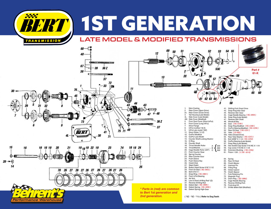 Bert Transmission 1st Generation Transmission Parts Diagram Page 1
