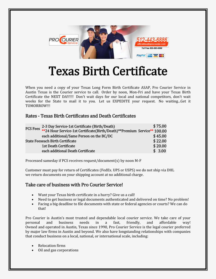My publications - Texas Birth Certificate - Page 1 - Created with  