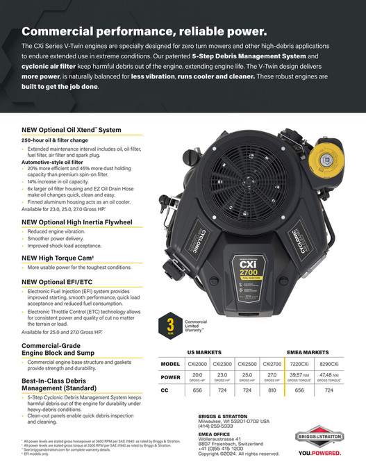 Briggs & Stratton LLC - CXi Series V-Twin engines - Page 1