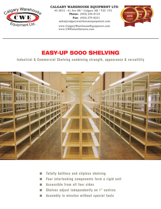 Calgary Warehouse Equipment CWE EU5000 Boltless Shelving Page 1 Created with