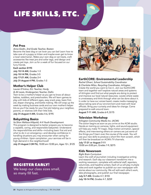 Arlington Community Education SummerFun 2023 Catalog Page 2021