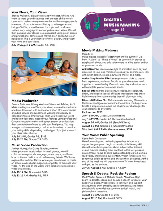 Arlington Community Education SummerFun 2024 Catalog Page 2021