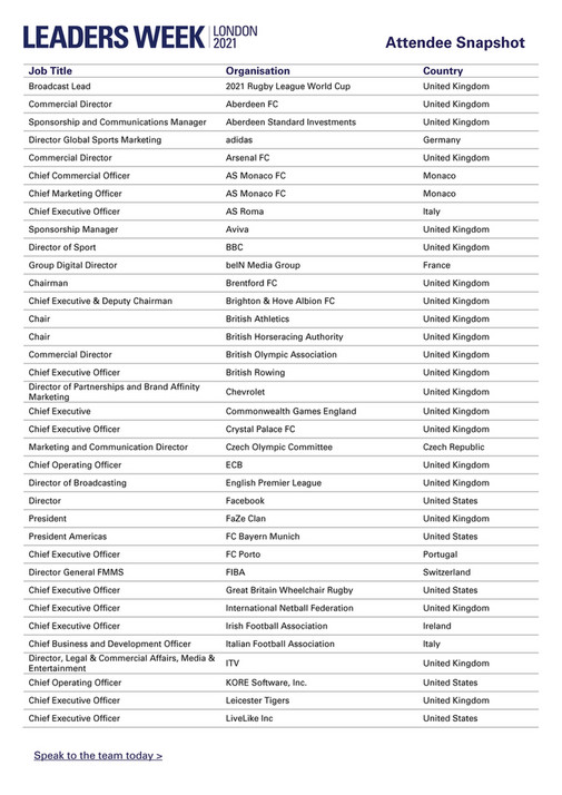 Leaders - Leaders Week London Attendee Snapshot July 2021 - Page 1