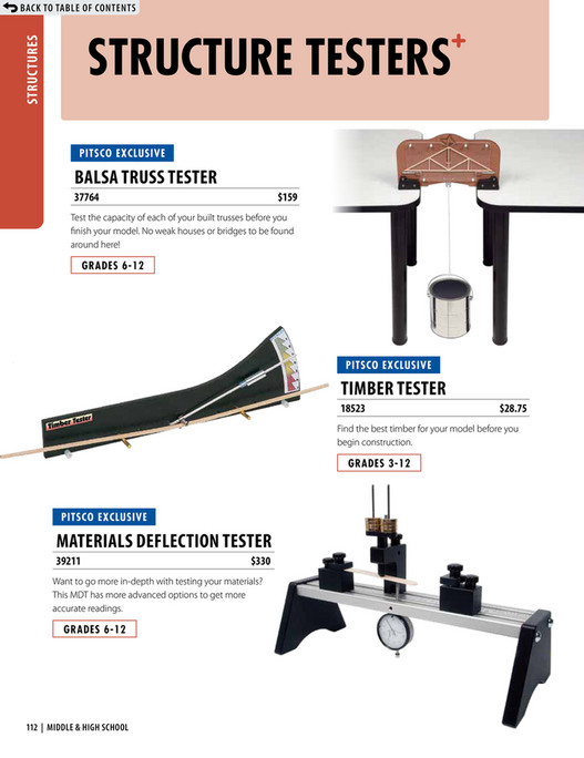 Truss Testing Machine Pitsco Education Middle School and High School 2025-2026 Catalog - Page ...