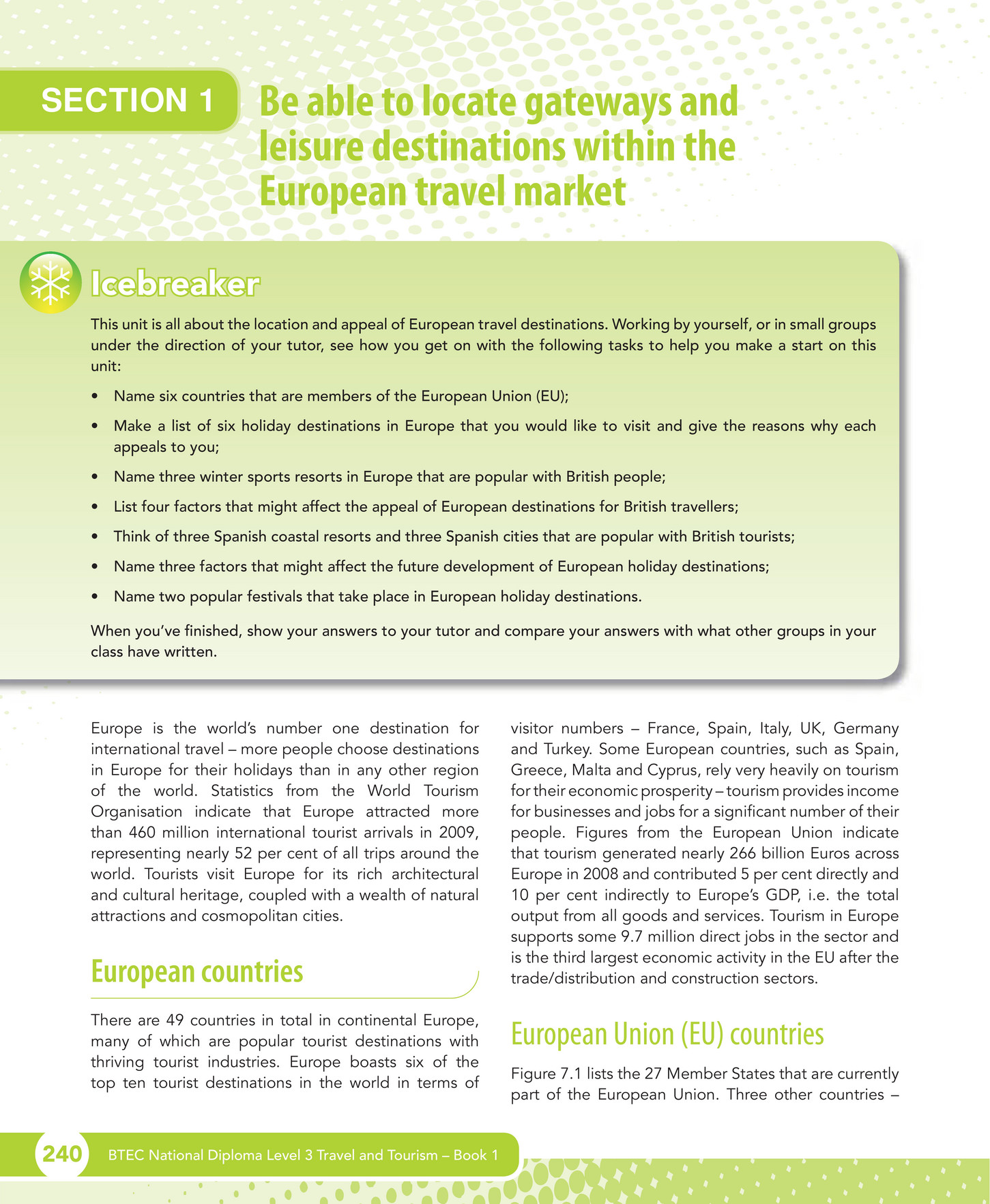 Travel And Tourism Publishing Unit 7 European Destinations Ebook Sample