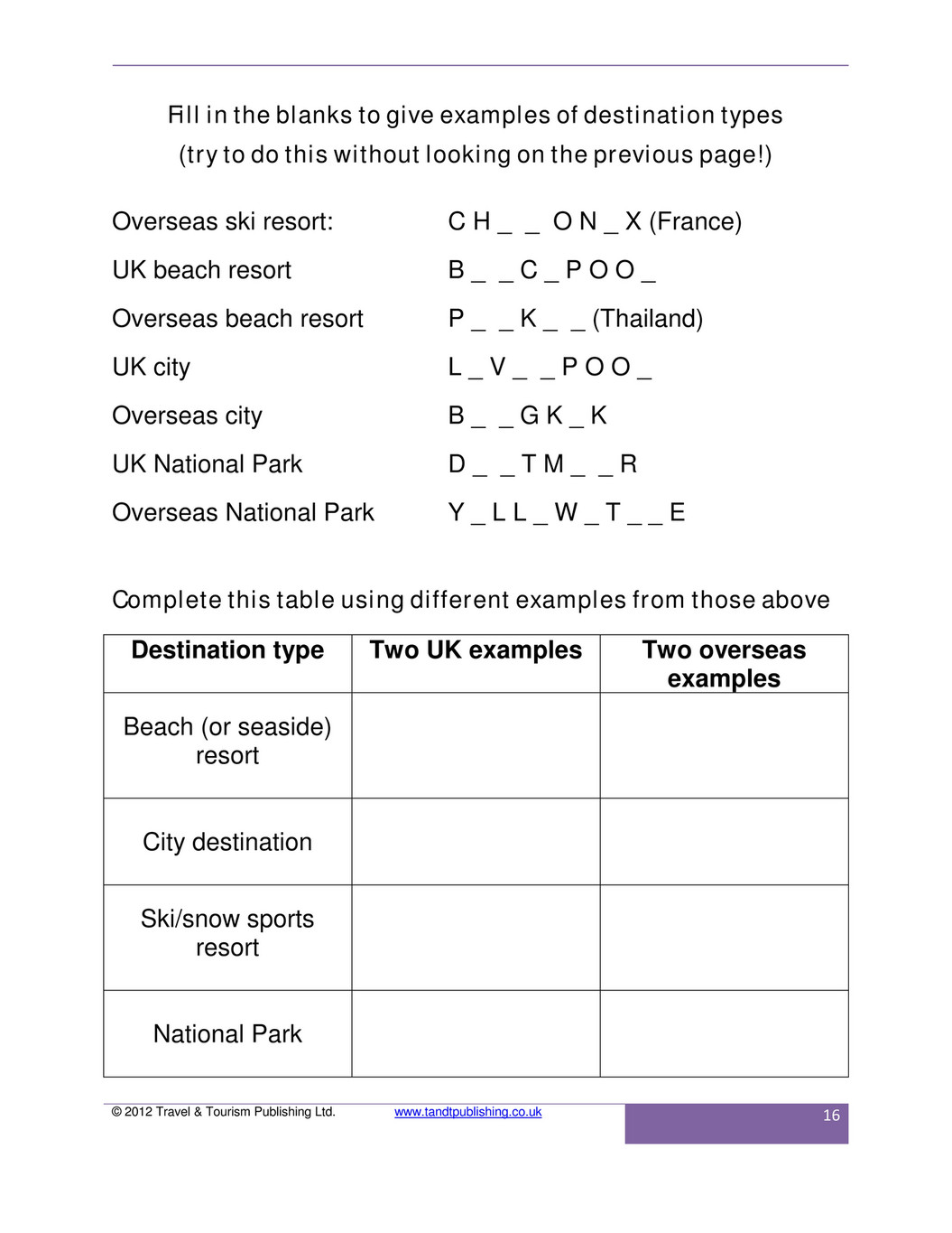 Travel Tourism Publishing Fun Exercises For Level 2 Leisure Travel Tourism Ebook Sample Pages Page 6 Created With Publitas Com