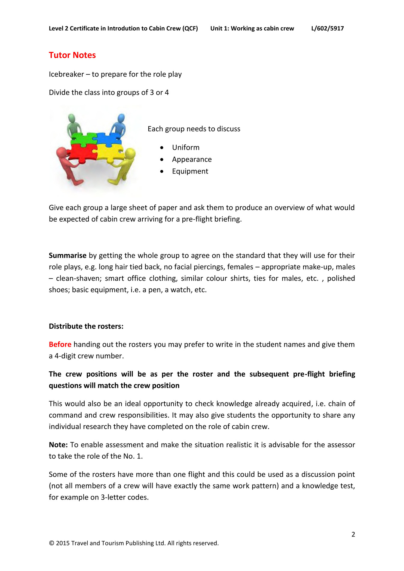 Travel Tourism Publishing Unit 1 Working As Cabin Crew