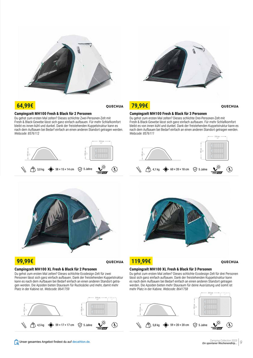 Camping Katalog Quechua 2023 | DECATHLON - Wurfzelt 2 Seconds LTD Scout fr  3 Personen braun/grn
